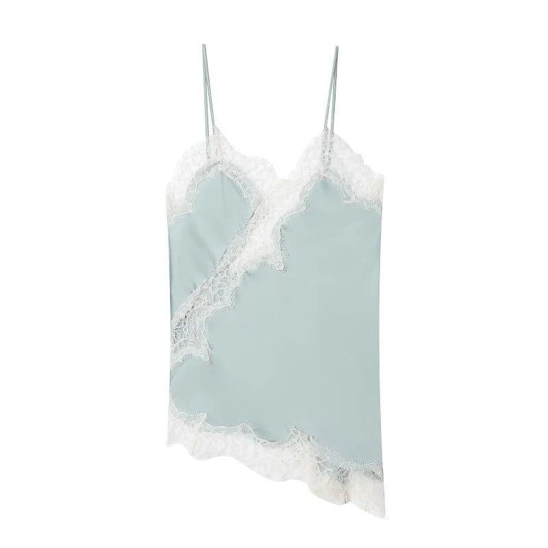 Top lencero asimétrico con escote en V