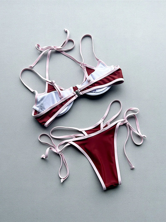 Bikini de dos capas halter