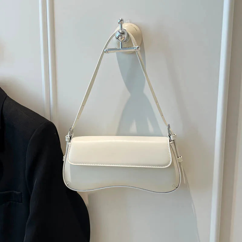 Urban Minimalist Pure Color PU Hinge Cover Underarm Bag Fashion New Ladies Single Shoulder Bag 2025 Trendy Commuter Bag
