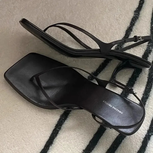 Selling2026 New Luxury Brand Designer Sandals Summer Fashion Square Toe Open Toe Party Sandals Elegant Buckle Women's High Heels