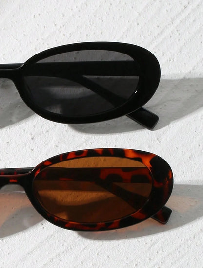 1/2pcs Vintage Small Frame Oval Shaped Sunglasses Outdoor Travel Beach Holiday UV Protection Eyewear Fashionable Shade Glasses