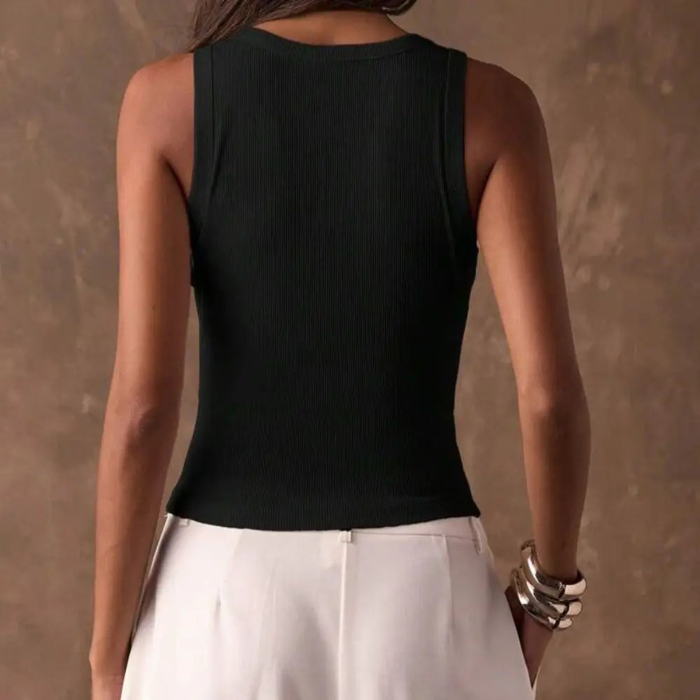 Fashion Y2K Crop Top Diamond Inlaid Cotton Sleeveless Vest Elegant Tight Fitting Camisoles Summer