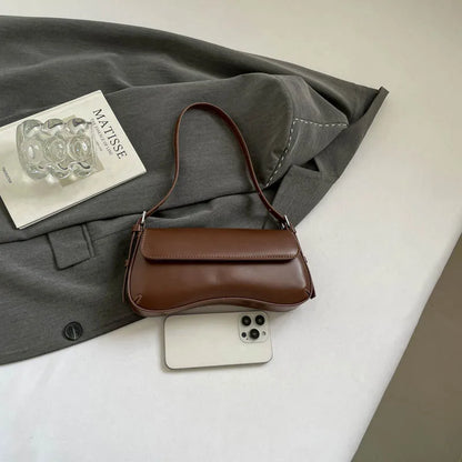 Urban Minimalist Pure Color PU Hinge Cover Underarm Bag Fashion New Ladies Single Shoulder Bag 2025 Trendy Commuter Bag