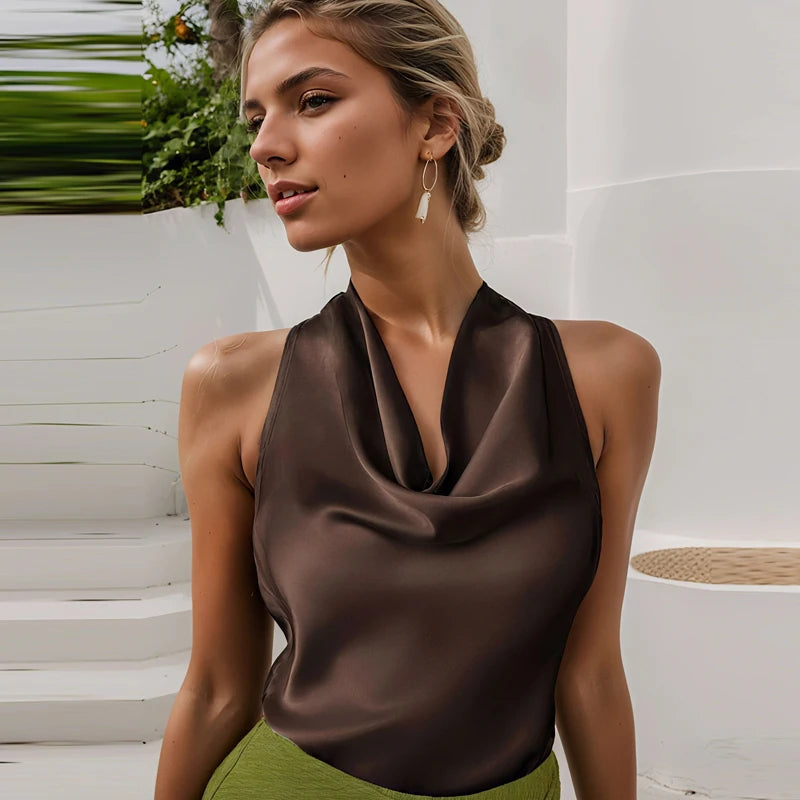 Top Halter de Satin