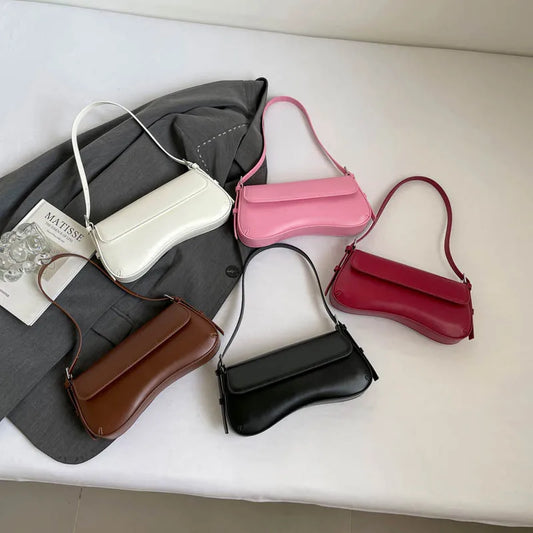 Urban Minimalist Pure Color PU Hinge Cover Underarm Bag Fashion New Ladies Single Shoulder Bag 2025 Trendy Commuter Bag
