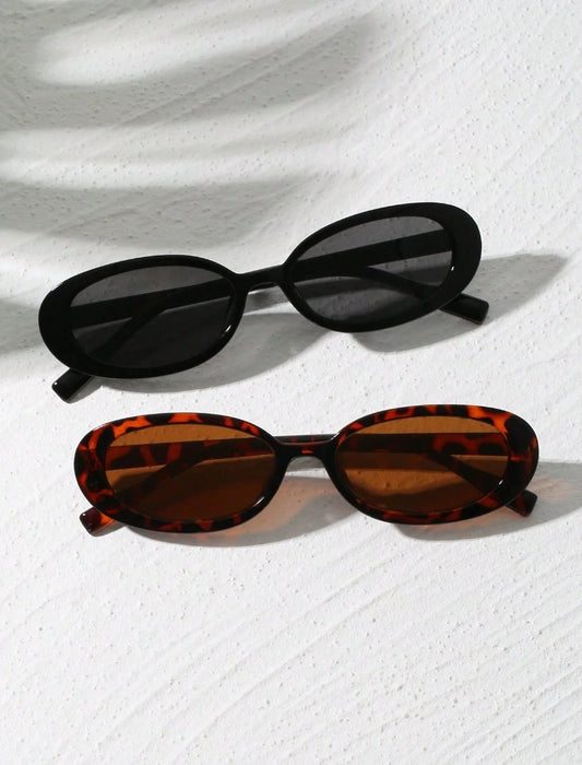 1/2pcs Vintage Small Frame Oval Shaped Sunglasses Outdoor Travel Beach Holiday UV Protection Eyewear Fashionable Shade Glasses