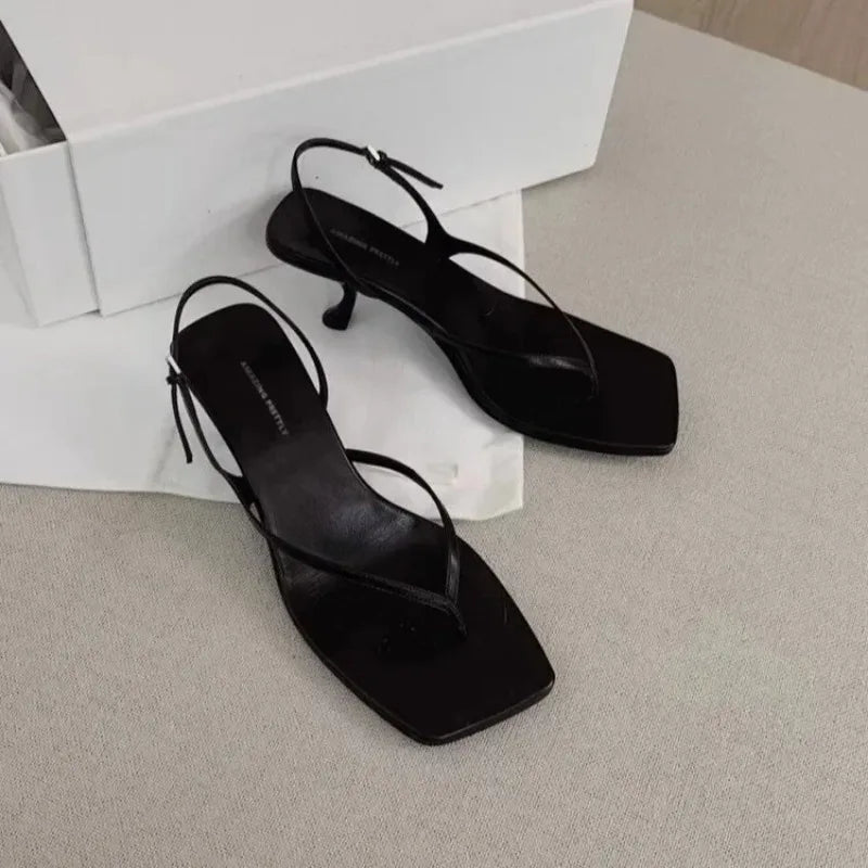 Selling2026 New Luxury Brand Designer Sandals Summer Fashion Square Toe Open Toe Party Sandals Elegant Buckle Women's High Heels