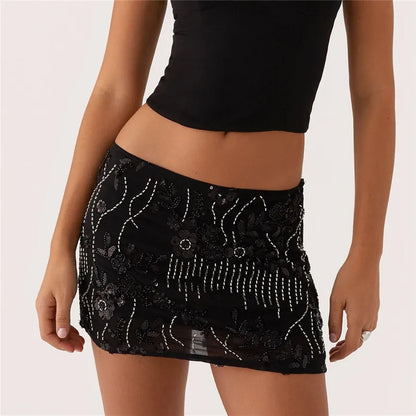 Mini Falda Sequin Flores