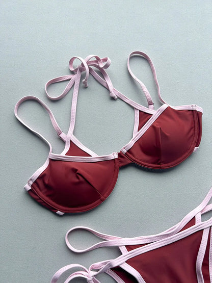 Bikini de dos capas halter