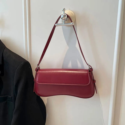 Urban Minimalist Pure Color PU Hinge Cover Underarm Bag Fashion New Ladies Single Shoulder Bag 2025 Trendy Commuter Bag
