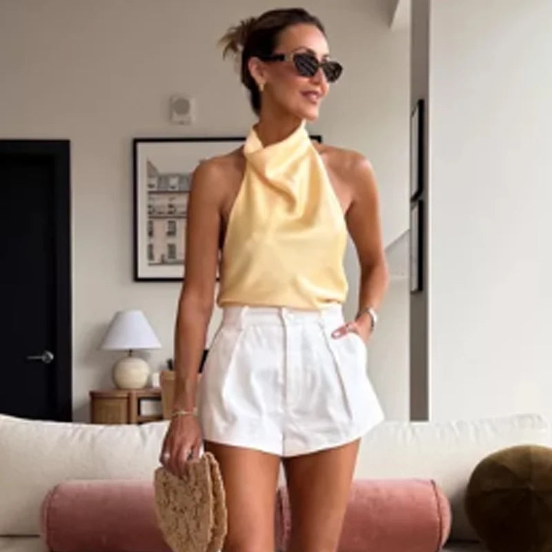 Top Halter de Satin