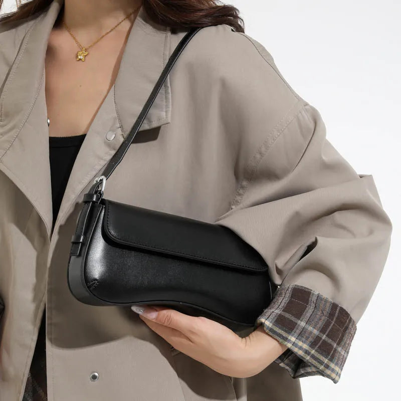 Urban Minimalist Pure Color PU Hinge Cover Underarm Bag Fashion New Ladies Single Shoulder Bag 2025 Trendy Commuter Bag