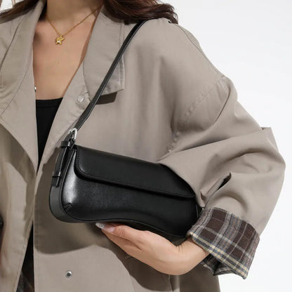 Urban Minimalist Pure Color PU Hinge Cover Underarm Bag Fashion New Ladies Single Shoulder Bag 2025 Trendy Commuter Bag