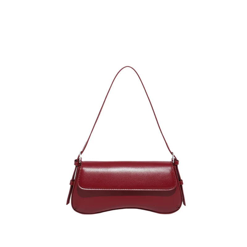 Urban Minimalist Pure Color PU Hinge Cover Underarm Bag Fashion New Ladies Single Shoulder Bag 2025 Trendy Commuter Bag