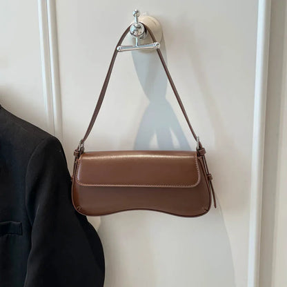 Urban Minimalist Pure Color PU Hinge Cover Underarm Bag Fashion New Ladies Single Shoulder Bag 2025 Trendy Commuter Bag